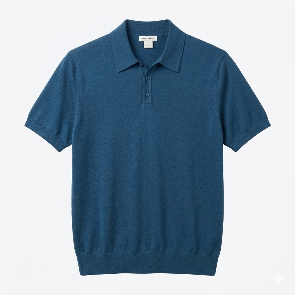 NEW Thom Aaron Men's XL Teal Knit Polo Shirt Short Sleeve‎
